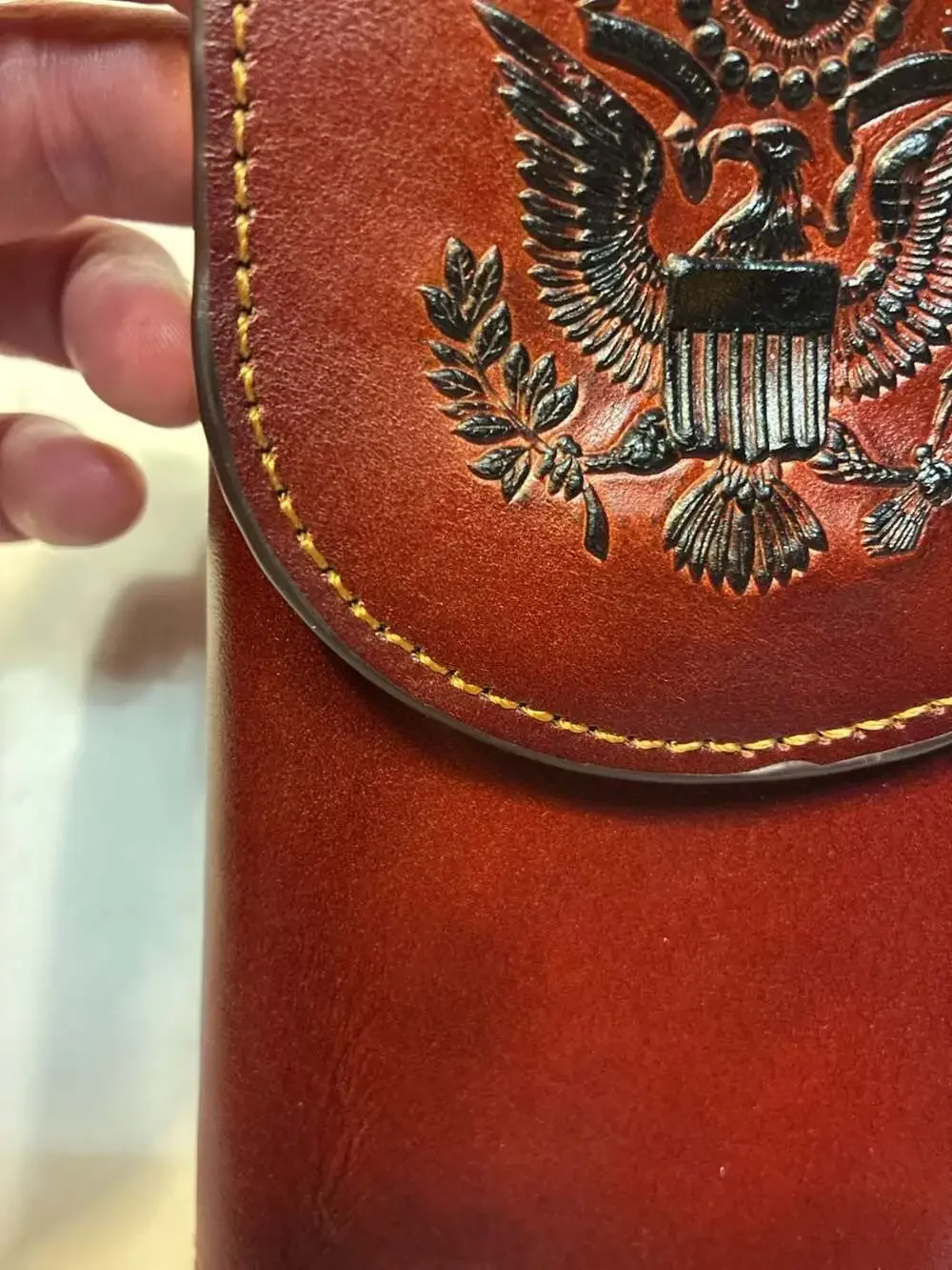 Montana West Leather Belt-Loop Cell Phone Holster with US Great Seal Embossing